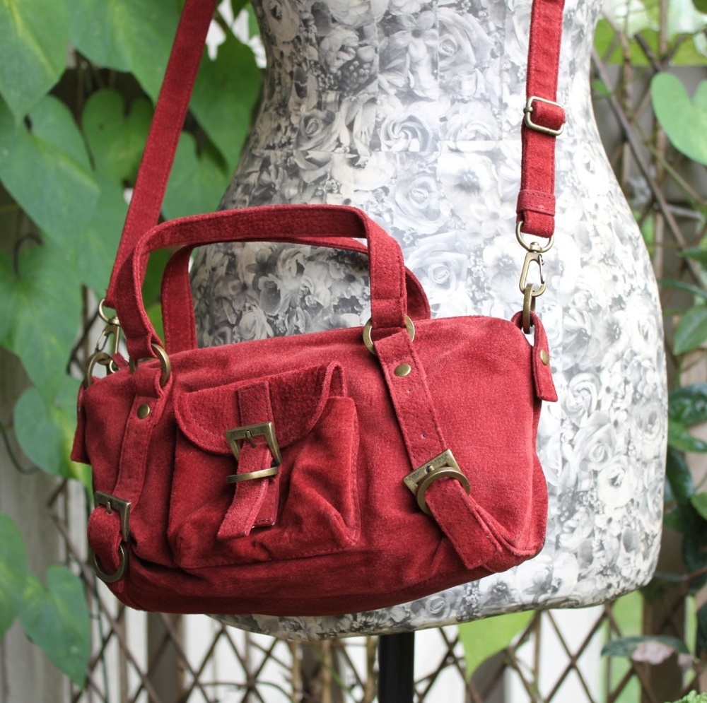 Suede Handbag - Rust Color - image 1